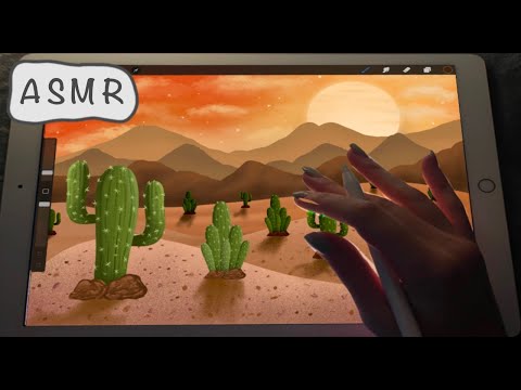 iPad ASMR - Teaching you how to paint a landscape - clicky whispers - iPad Sounds