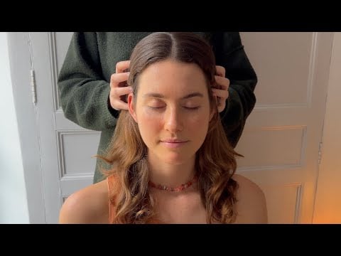 ASMR gentle touch, hair play, and oil shoulder massage for stress relief ✨ (whispered, fire place)