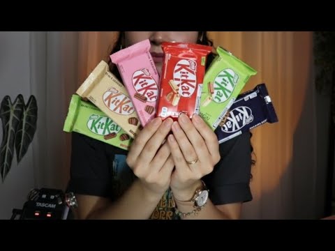ASMR Experimentando todos os novos sabores de KitKat 🍫