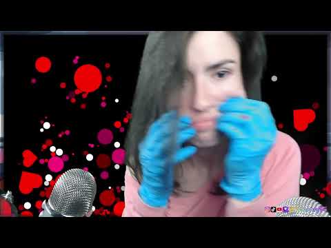 ASMR - Blue Gloves Cheek Play Close Up