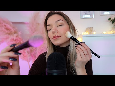 ASMR Soft Face Brushing | Mic Brushing Mouth Sounds & Inaudible whispering