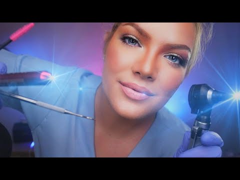 ASMR BEST Ear Exam EVER! *Not demure* Otoscope Ear Inspection, Ear Palpation, Ear Cleaning, Rinsing