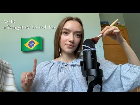 ASMR in Português for the first time! 🇧🇷 | Mic brushing + Soft whispers