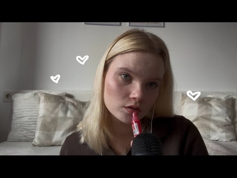 ASMR lipgloss, kisses, mouth sounds, tapping 🩷