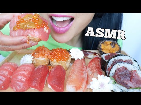 ASMR FIRST TIME TRYING RAW KING CRAB SASHIMI + SUSHI (EATING SOUNDS) NO TALKING | SAS-ASMR