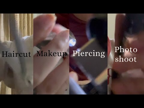 ASMR | Full makeover roleplay (Haircut, Makeup, Piercing)
