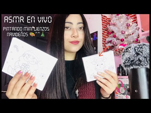 ASMR EN VIVO | Pintando mini lienzos navideños | FELIZ NAVIDAD A TODXS 🎨🫶🏻🎄🎁🖤🖤🖤🖤