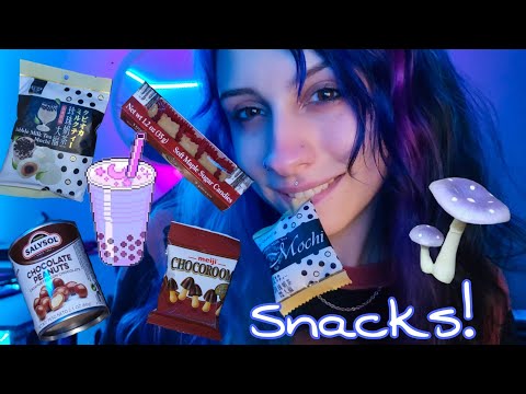 Trying Snacks from World Market ASMR | Crackling Fireplace/Windy Background