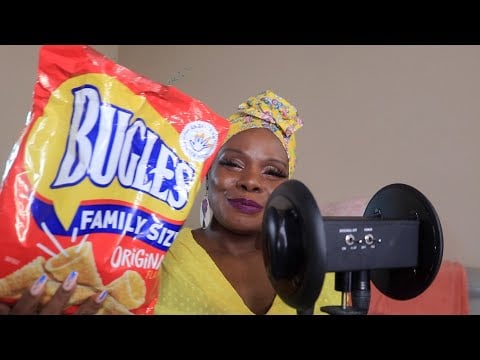 CRUNCHY BUGLES EAR TO EAR ASMR EATING SOUNDS