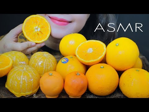 ASMR ORANGE FOOD - MANDARIN PLATTER TANGHULU FRUIT SHAPED CAKE CRUNCHY EATING SOUNDS | LINH-ASMR