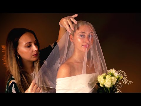 ASMR Wedding Perfectionist Photoshoot | veil fixing, flowers, dress & hair adjustments 