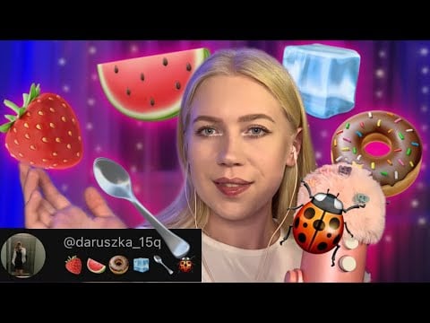 #8 emoji challenge | fake food | spoon | bugs | #asmrminuha #asmr 