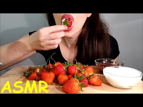 ASMR | Eating Strawberries From Our Garden | No Talking | Lady M. ASMR