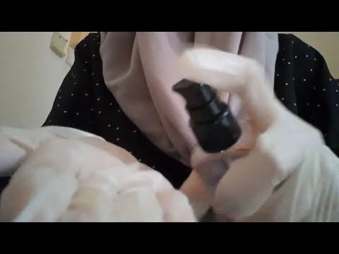 ASMR | Personal attention with gloves (Glove with oil/water sound, whisper, inaudible)