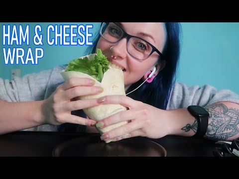ASMR Eating Ham, Cheese, Lettuce & Tomato Wrap (EATING SOUNDS) 😋