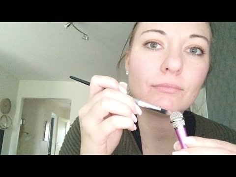 ASMR- Whisper ramble with mic brushing and screen poking