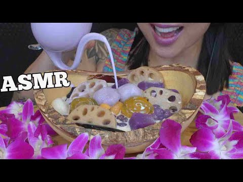 ASMR THAI PURPLE DESSERT DUMPLINGS (EATING SOUNDS) LIGHT WHISPERS | SAS-ASMR