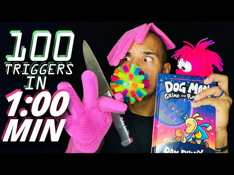 ASMR 100 TRIGGERS IN 1:00 ⚡ CAUTION VERY FAST