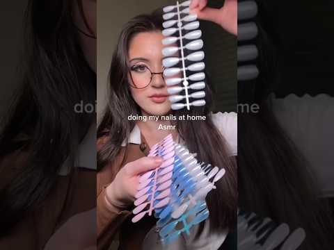 girl does her fake nails at home asmr #asmr #shortsvideo #shorts