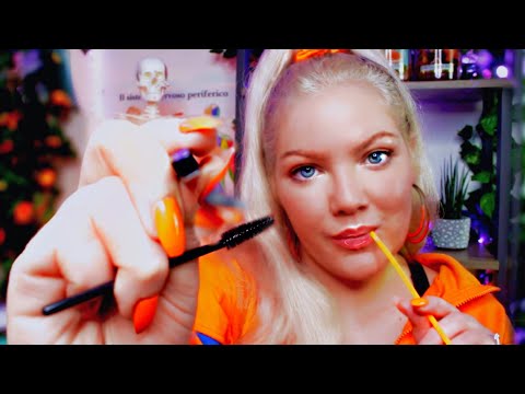 ASMR Girl in Class that Nibbles at Everything Plucks Your Brows, Brushes Your Hair *Mouth Sounds*