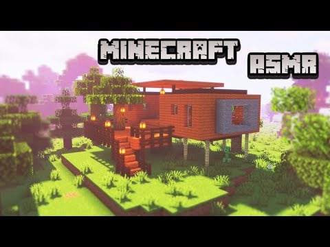 Minecraft ASMR | Building a Modern Treehouse Base 🌳Ear to ear whispering