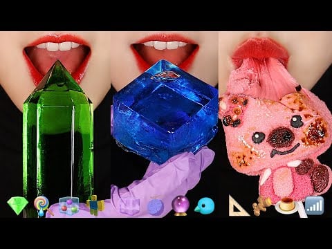 11MINUTES EMOJI EATING ASMR FOR SLEEP, ICE, JEWEL CANDY, ROASTED MARSHMALLOW ASMR 🔮