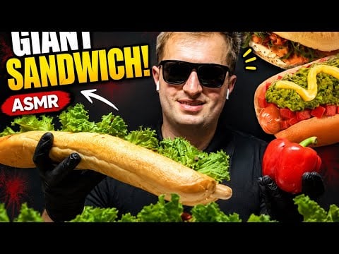 I Ate a GIANT SANDWICH! 🥖🔥 | ASMR Eating Sounds