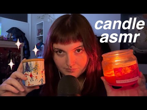 ASMR tapping on candles (+ scratching, tracing, lid sounds, burning)