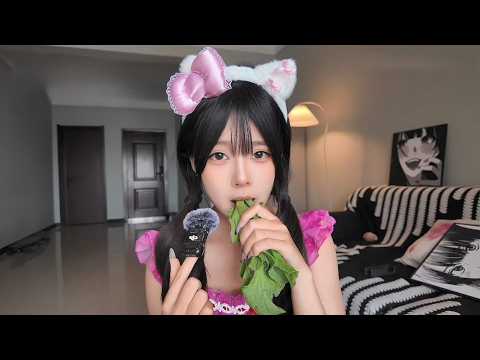 ASMR｜嘎嘣脆蔬菜咀嚼音纯享｜冰草｜生菜｜黄瓜｜食音助眠｜无人声ASMR助眠