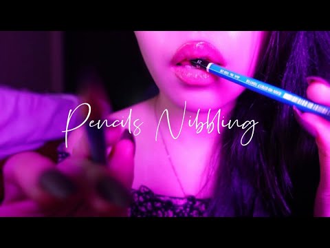 ASMR | Pencils nibbling + personal attention + Inaudible whispering