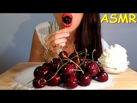 ASMR | Eating Cherries With Whipped Cream | Chewing sounds | No Talking | Lady M. ASMR