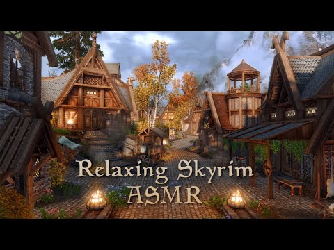 Skyrim ASMR 🐲 Walking Around Modded Whiterun and Riverwood 😴 Ear to Ear Whispering