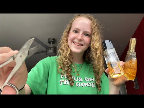 Lofi ASMR bij oma 🫧 (hand sounds, parfum & negatieve energie wegknippen) 🫧~.~