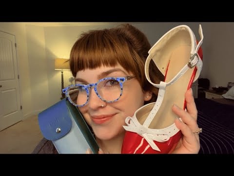 ASMR Overexplaining my Fun Shoes 👠🍓(my new glasses, tingly taps, whispers)