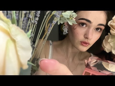 ASMR shy flower faerie pampers you with rosy makeup 🌷 (layered sounds)