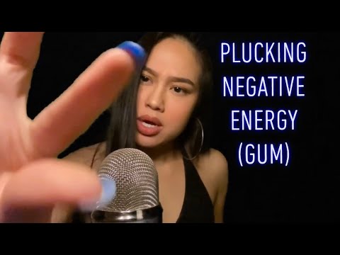 ASMR: FAST & Aggressive Plucking, Snipping, Brushing Away Negative Energy w/ Gum Chewing & Snapping