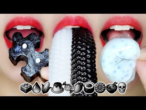 BLACK & WHITE EMOJI FOOD EATING SOUNDS [ASMR MUKBANG]