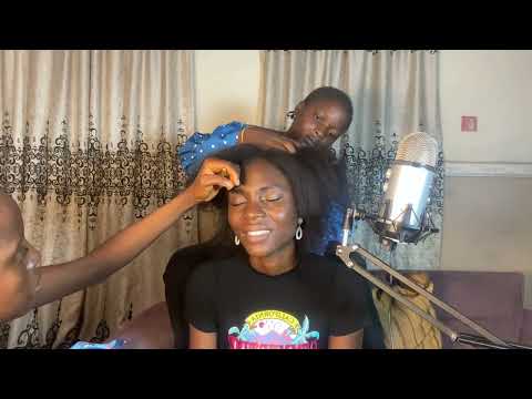 ASMR HAIR SCALP SCRATCHING AND MAKEUP APPLICATION WITH GUM CHEWING FOR SLEEP