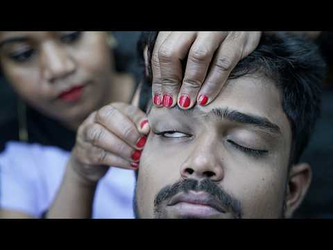 Deep Chill ASMR: Indian Barber Doing Head Massage & Forehead Massage & Ear Massage For Relaxation