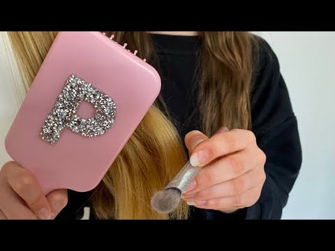 ASMR doing your makeup + brushing your hair | Real Hair | hair brushing | no talking | lo-fi