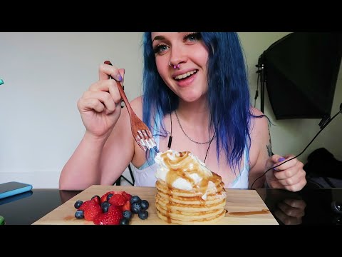 ASMR Eating Pancakes, Strawberries, Syrup & Whipped Cream (MASSIVE FAIL - WHAT A MESS🤣)