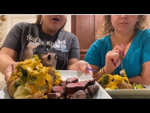 ASMR EATING STEAK & CHESSY BAKED POTATO🥩🥔 | WHISPERING | EATING SOUNDS | EATING SHOW | MUKBANG