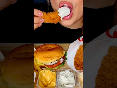 The CRUNCH is unreal #asmr #wendys #chicken #food #shorts