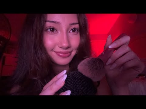 ASMR mic scratching + brushing (mouth sounds, stipples, tapping)