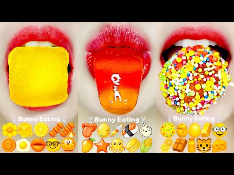 [15 MIN ASMR] 🧡💛 ORANGE & YELLOW MUKBANG | Deep Sleep Eating Sounds / Oddly Satisfying