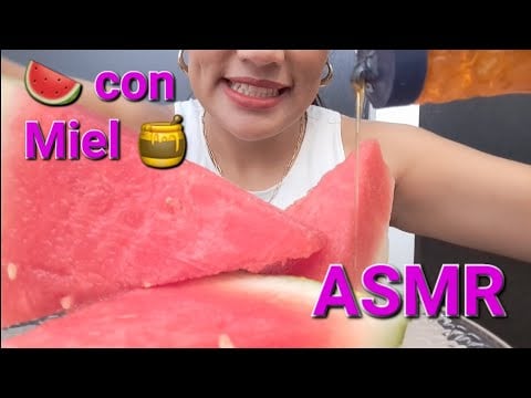 ASMR| Sandia con miel 🍉🍯|lamiendo el plato👅|finger licking| #asmr