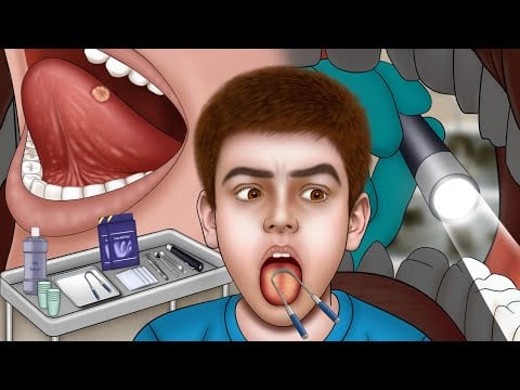 ASMR Tongue Cleaning &Canker Sore Treatment, Relaxing Tongue scraper ASMR animation#asmr #animation