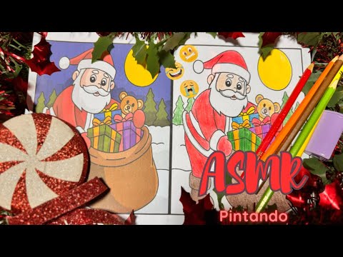 Asmr pintando com sons de boca e chuva forte ⛈️| Especial de Natal 🎅