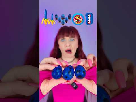 ASMR Blue Gummy Banana, Eggs, Hubba Bubba #mukbang #funny #asmr