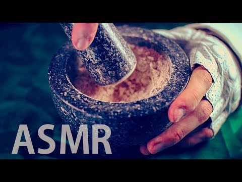 ASMR MORTAR & PESTLE Grinding Clay & Walnuts - NO TALKING